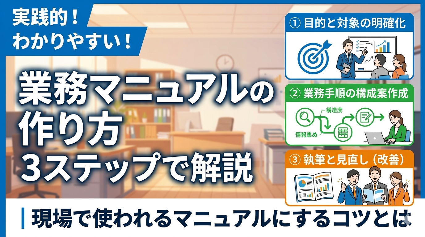 業務マニュアルの作り方を3ステップで解説｜現場で使われるマニュアルにするコツとはのサムネイル
