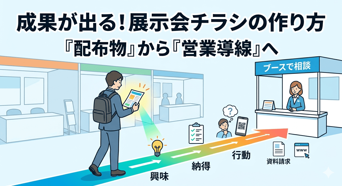 展示会で手に取ってもらうチラシの作り方｜成果につなげる実践ポイント【2026年版】